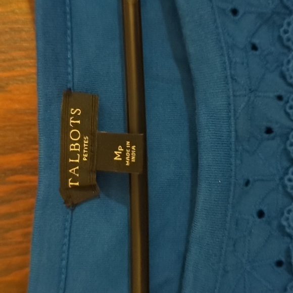 Talbots Cobalt Blue Crochet Short Sleeve Cotton Sheath Dress Size Medium Petite - Picture 4 of 7